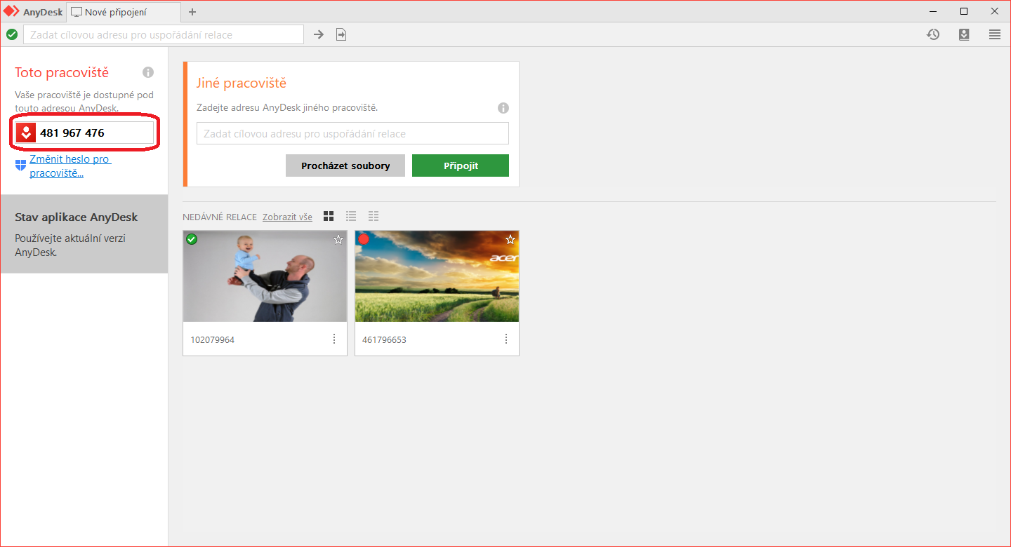 Vzdálená správa pomocí programu AnyDesk